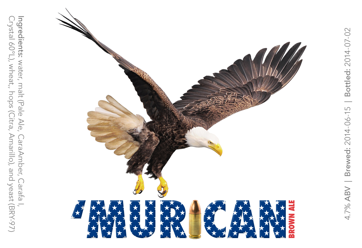 The label for my ‘MURICAN BROWN ALE